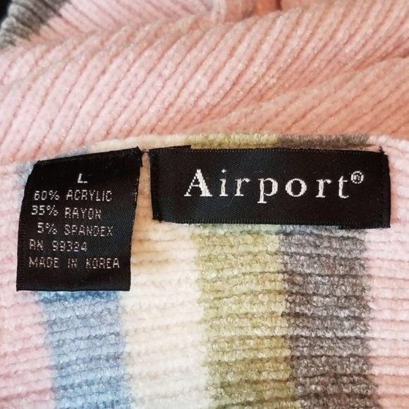 Airport Multicolor Striped Pink Knit Scarf - Picture 4 of 9